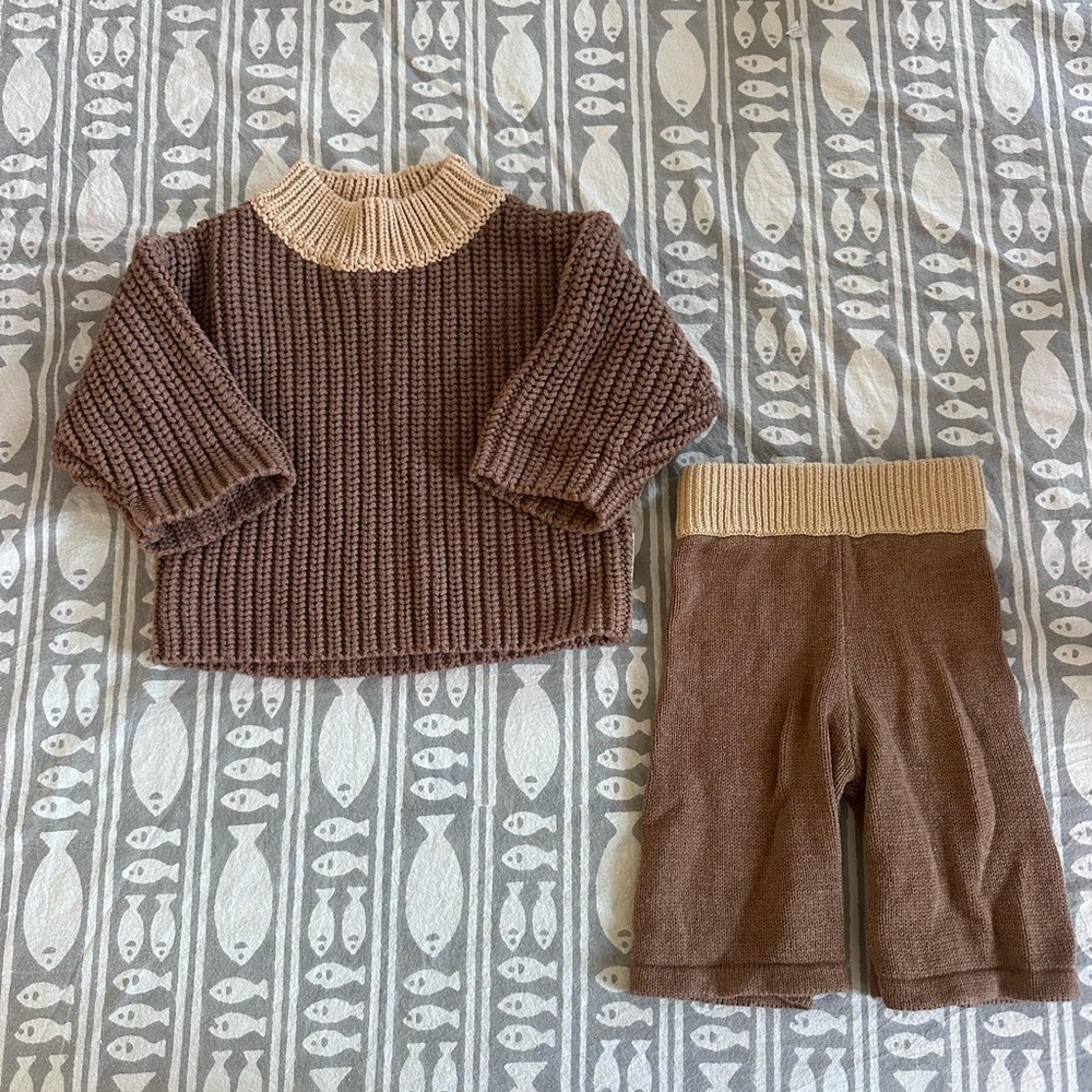 Binibama Tan Knit Kids Sweater Set